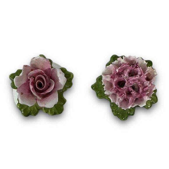 Antique Aynsley Pink Green & White Flower Rose Carnation Dainty English Fine Bon - Picture 4 of 6